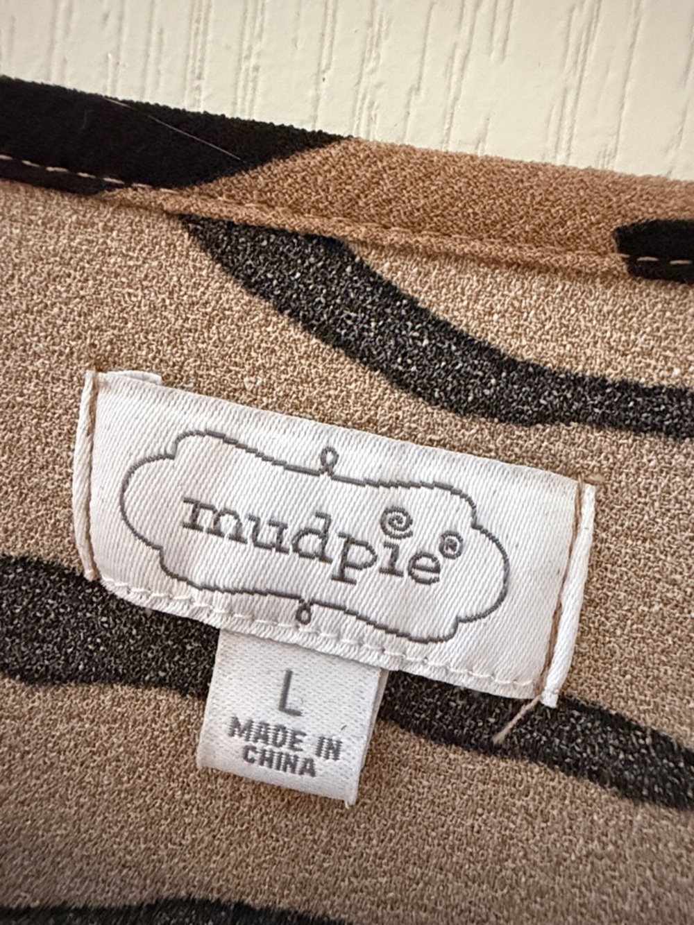 Mud Pie Animal Print V-Neck Blouse - Black & Tan - Picture 2 of 4